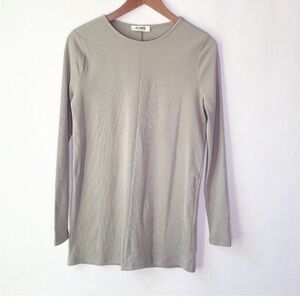 4th + Reckless Gray Ribbed Knit Long Sleeve Crew Neck Slit Back Shirt Small